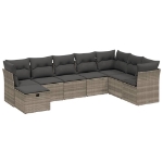Set Divano da Giardino 8pz con Cuscini Grigio Chiaro Polyrattan