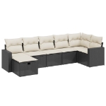 Set Divani da Giardino con Cuscini 7pz Nero Polyrattan