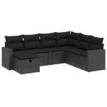 Set Divani da Giardino con Cuscini 7pz Nero Polyrattan