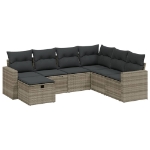 Set Divani da Giardino 7pz con Cuscini Grigio Chiaro Polyrattan