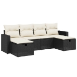 Set Divano da Giardino 6 pz con Cuscini Nero in Polyrattan