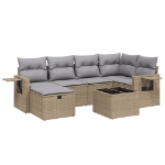 Set Divano da Giardino 7 pz con Cuscini Beige Misto Polyrattan