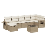 Set Divano da Giardino 8 pz con Cuscini Beige in Polyrattan