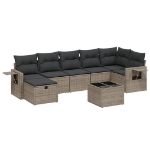 Set Divano da Giardino 8 pz con Cuscini Grigio in Polyrattan