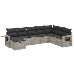 Set Divano da Giardino 8pz con Cuscini Grigio Chiaro Polyrattan