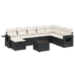 Set Divani da Giardino 9 pz con Cuscini Nero in Polyrattan