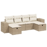 Set Divano da Giardino 6 pz con Cuscini Beige in Polyrattan
