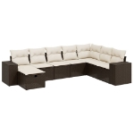 Set Divani da Giardino 8 pz con Cuscini Marrone in Polyrattan