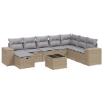 Set Divano da Giardino 9 pz con Cuscini Beige Misto Polyrattan