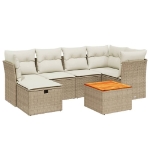 Set Divani da Giardino 7 pz con Cuscini Beige in Polyrattan