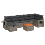 Set Divano da Giardino 8 pz con Cuscini Grigio in Polyrattan
