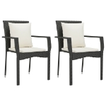 Set da Pranzo da Giardino 7 pz Nero con Cuscini in Polyrattan