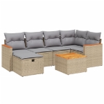 Set Divano da Giardino 7 pz con Cuscini Beige Misto Polyrattan