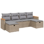 Set Divano da Giardino 6 pz con Cuscini Beige Misto Polyrattan