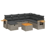 Set Divano da Giardino 8 pz con Cuscini Grigio in Polyrattan
