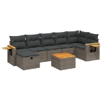 Set Divano da Giardino 8 pz con Cuscini Grigio in Polyrattan