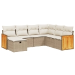 Set Divani da Giardino 7 pz con Cuscini Beige in Polyrattan