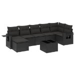 Set Divani da Giardino con Cuscini 8 pz Nero in Polyrattan