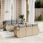 Set Divani da Giardino 7 pz con Cuscini Beige in Polyrattan