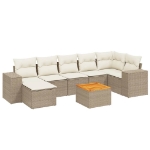 Set Divano da Giardino 8 pz con Cuscini Beige in Polyrattan