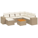 Set Divano da Giardino 8 pz con Cuscini Beige in Polyrattan