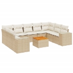 Set Divano da Giardino 10 pz con Cuscini Beige in Polyrattan