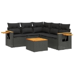 Set Divano da Giardino 6 pz con Cuscini Nero in Polyrattan
