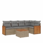 Set Divano da Giardino 6 pz con Cuscini Beige in Polyrattan