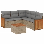 Set Divano da Giardino 6 pz con Cuscini Beige in Polyrattan