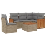 Set Divano da Giardino 6 pz con Cuscini Beige in Polyrattan