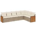 Set Divani da Giardino 7 pz con Cuscini Beige in Polyrattan