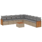 Set Divano da Giardino 10 pz con Cuscini Beige in Polyrattan