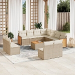 Set Divani da Giardino 12 pz con Cuscini Beige in Polyrattan