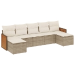 Set Divani da Giardino 7 pz con Cuscini Beige in Polyrattan