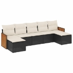 Set Divani da Giardino con Cuscini 7pz Nero Polyrattan