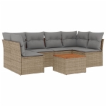 Set Divano da Giardino 7 pz con Cuscini Beige Misto Polyrattan