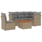 Set Divano da Giardino 6 pz con Cuscini Beige Misto Polyrattan