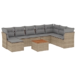 Set Divano da Giardino 9 pz con Cuscini Beige Misto Polyrattan