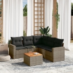 Set Divano da Giardino 6 pz con Cuscini Grigio in Polyrattan