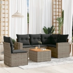 Set Divano da Giardino 6 pz con Cuscini Grigio in Polyrattan