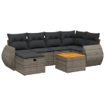 Set Divani da Giardino 7 pz con Cuscini Grigio in Polyrattan