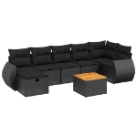 Set Divani da Giardino con Cuscini 8 pz Nero in Polyrattan