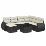 Set Divani da Giardino con Cuscini 8 pz Nero in Polyrattan