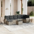 Set Divano da Giardino 8pz con Cuscini Grigio Chiaro Polyrattan