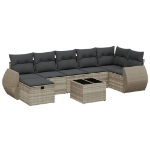 Set Divano da Giardino 8pz con Cuscini Grigio Chiaro Polyrattan