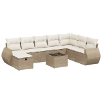 Set Divano da Giardino 9 pz con Cuscini Beige in Polyrattan
