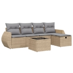 Set Divano da Giardino 6 pz con Cuscini Beige Misto Polyrattan
