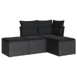 Set Divani da Giardino 4 pz con Cuscini Nero in Polyrattan