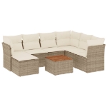 Set Divano da Giardino 8 pz con Cuscini Beige in Polyrattan