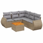 Set Divano da Giardino 6 pz con Cuscini Beige in Polyrattan